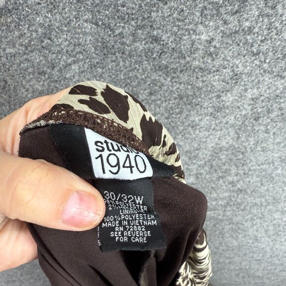 Studio Skirt Women 30/32W Plus Brown Animal Print A-Line Midi Pull On Mid Lined - Picture 5 of 6